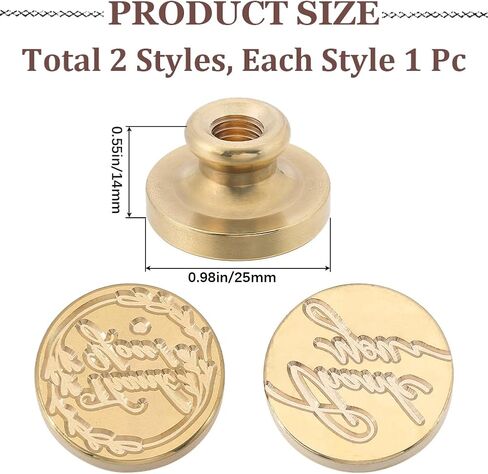 CRASPIRE Thank You Wax Seal Stamp Heads Set for Wedding 2Pcs Removable Word Sealing Stamp Brass Head Only Replacement for Creative Gift Envelopes Invitations Cards Decoration DIY Scrapbooking in Saudi Arabia