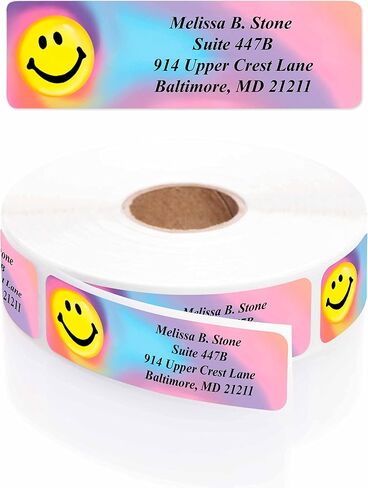 TIE DYE Smiley Designer ملصقات العناوين المطول مع موزع بلاستيكي أنيق in Kuwait