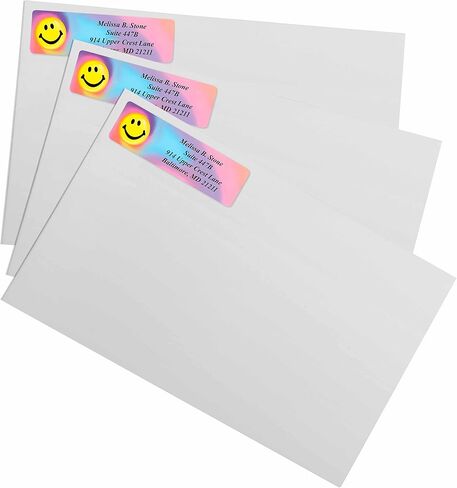 TIE DYE Smiley Designer ملصقات العناوين المطول مع موزع بلاستيكي أنيق in Kuwait