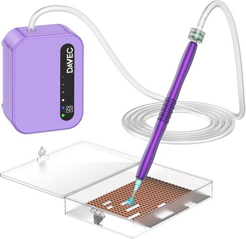 قلم اللوحة الفنية الماس ، 1500 مللي أمبير في الساعة Rechargebale فراغ الماس مجموعات القلم الفنية للبالغين مع شحن USB ، وأدوات إكسسوارات فن الماس الكهربائي مع صينية التخزين ، وشفط 3 الوضع والضوضاء المنخفضة (الأرجواني) in Kuwait