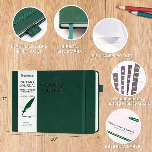 Notary Journal Log Book - 10"X7" Executive Hardcover Notary Log Book with Numbered Pages, Notary Public Journal for Notarial Acts - Notary Supplies with Privacy Guard, Black in Saudi Arabia