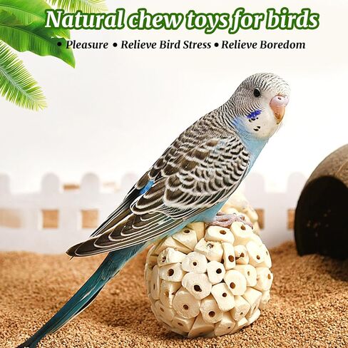 6 Pieces Bird Parrot Chew Toy Sola Balls, Natural Parrot Soft Chew Shredding & Foraging Toy, Bird Foot Balls for Cockatiel Conure Quaker Budgie Parakeet Bunny Guinea Pig Chinchilla Rabbit in Kuwait