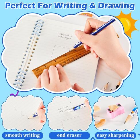 Tenceur 120 Pcs Operation Christmas Items Pencils Bulk Fun Pencils for Kids Classroom Bulk Assorted Colorful Wooden Pencil with Eraser Back to School Supplies for Donations in Saudi Arabia