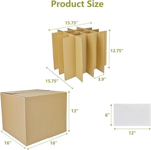 4 Sets Moving Boxes with Divider Kits,16 x 16 x 13 Inch Glassware Dish Packing Box Kitchen Moving Box Corrugate Dividers with 128 Pcs Foam Pouches,1 Pcs Tape Rolls with Dispenser(Two Layer) in Saudi Arabia