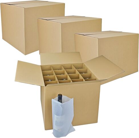 4 Sets Moving Boxes with Divider Kits,16 x 16 x 13 Inch Glassware Dish Packing Box Kitchen Moving Box Corrugate Dividers with 128 Pcs Foam Pouches,1 Pcs Tape Rolls with Dispenser(Two Layer) in Saudi Arabia