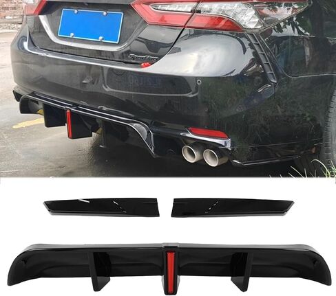 الناشر الخلفي ل toyota camry se xse 2018-2024 الوفير الخلفي الشفاه المفسد الذقن ملحقات abs abs plastics no الحفر المطلوبة (أسود لامع) in Kuwait