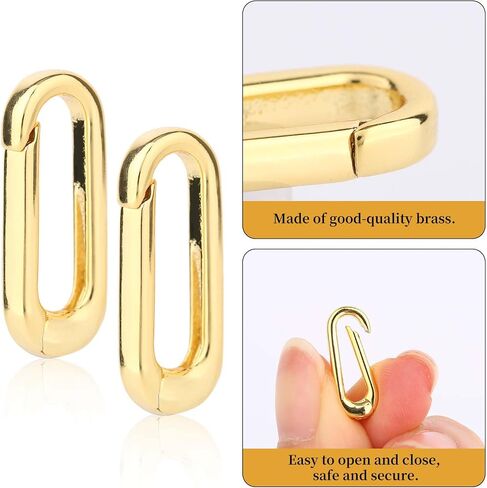 2pcs Oval Necklace Clasps, Gold Filled Oval Spring Claps Bracelet Carabiner Pendant Necklace Enhancer Connector for Bracelet Charm Making Jewelry Finding (Gold) in Saudi Arabia
