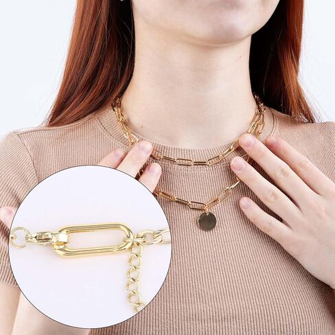 2pcs Oval Necklace Clasps, Gold Filled Oval Spring Claps Bracelet Carabiner Pendant Necklace Enhancer Connector for Bracelet Charm Making Jewelry Finding (Gold) in Saudi Arabia