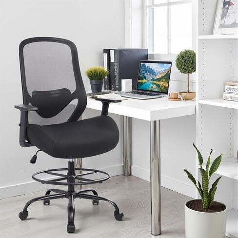 HYLONE 400lbs Drafting Chair Adjustable High Back Computer Office Chair with Lumbar Support Standing Desk Chair Heavy Duty Big Tall Drafting Stool for Artists with Adjustable Footrest in Kuwait