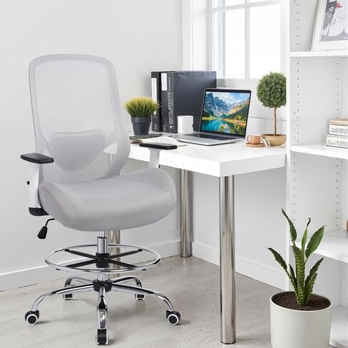 HYLONE 400lbs Drafting Chair Adjustable High Back Computer Office Chair with Lumbar Support Standing Desk Chair Heavy Duty Big Tall Drafting Stool for Artists with Adjustable Footrest in Kuwait