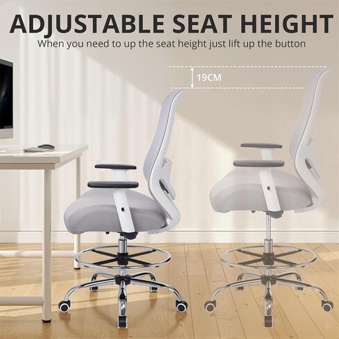 HYLONE 400lbs Drafting Chair Adjustable High Back Computer Office Chair with Lumbar Support Standing Desk Chair Heavy Duty Big Tall Drafting Stool for Artists with Adjustable Footrest in Kuwait