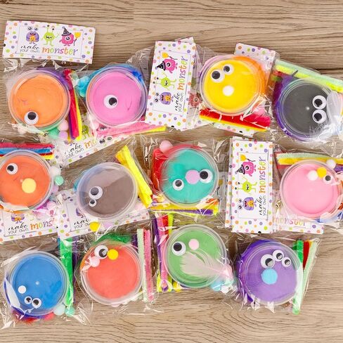 Venusfit Halloween Party Party Favors for Kids - 12 PCS DIY Monster Air Dry Clay Craft Kit - جوائز فصول دراسية غير حلوى وعلاج الهالوين بالجملة للأنشطة المنزلية أو المدرسية in Kuwait