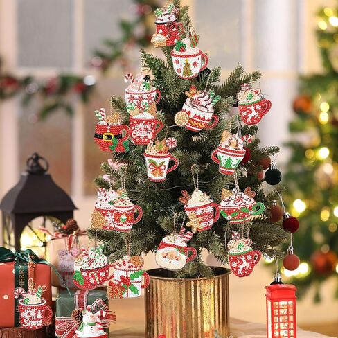 Tondiamo 20 PCS Christmas Diamond Painting keychain kits with tools hot cocoa hot areed key key knes kits merry Christmas Cute Handmading 5D Art and Craft Supplies Exclues in Saudi Arabia