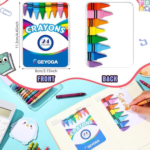 Geyoga 36 Sets Christmas Child Items Bulk Plastic Crayon Boxes with Crayons Bulk(864 Count), 24 Assorted Colors with Name Tags, Stackable Crayon for Teacher Student School Party Favors in Saudi Arabia