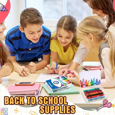 Geyoga 36 Sets Christmas Child Items Bulk Plastic Crayon Boxes with Crayons Bulk(864 Count), 24 Assorted Colors with Name Tags, Stackable Crayon for Teacher Student School Party Favors in Saudi Arabia