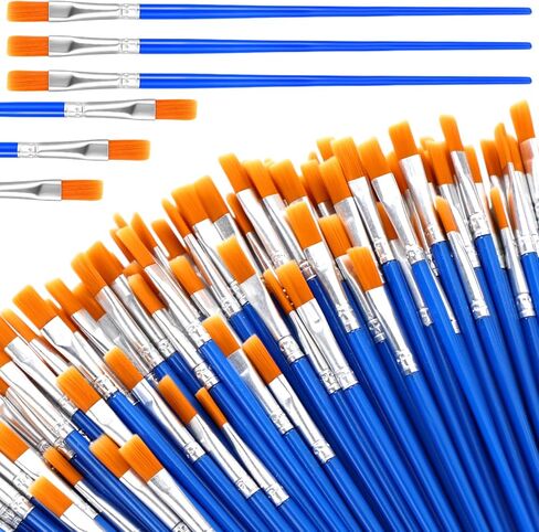 Fuyoooo 500 PCS Flat Paintbrushes Bulk Small Mini Artist Presse Presses Nylon Hair Paintshes for Acrylic Oil Canvas Canvas Painting (Blue) in Saudi Arabia