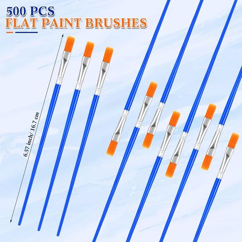 Fuyoooo 500 PCS Flat Paintbrushes Bulk Small Mini Artist Presse Presses Nylon Hair Paintshes for Acrylic Oil Canvas Canvas Painting (Blue) in Saudi Arabia