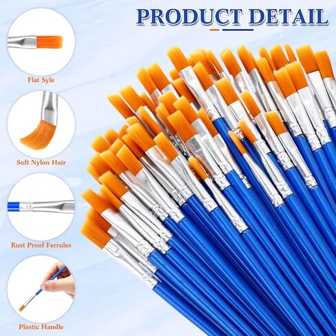 Fuyoooo 500 PCS Flat Paintbrushes Bulk Small Mini Artist Presse Presses Nylon Hair Paintshes for Acrylic Oil Canvas Canvas Painting (Blue) in Saudi Arabia
