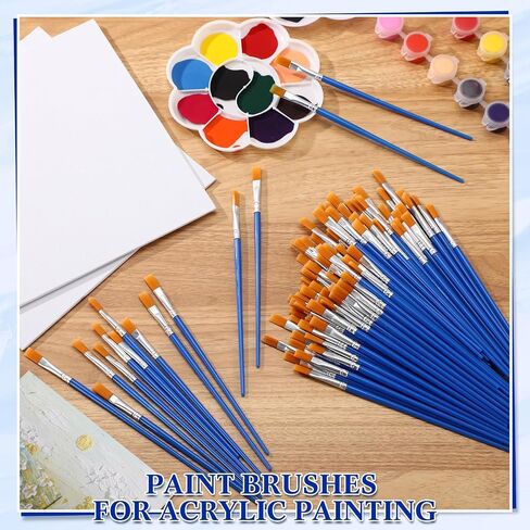 Fuyoooo 500 PCS Flat Paintbrushes Bulk Small Mini Artist Presse Presses Nylon Hair Paintshes for Acrylic Oil Canvas Canvas Painting (Blue) in Saudi Arabia