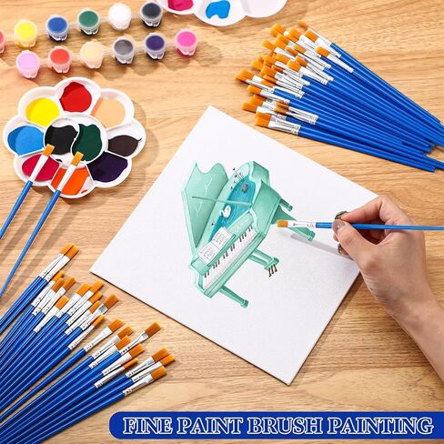 Fuyoooo 500 PCS Flat Paintbrushes Bulk Small Mini Artist Presse Presses Nylon Hair Paintshes for Acrylic Oil Canvas Canvas Painting (Blue) in Saudi Arabia
