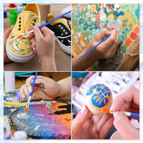 Fuyoooo 500 PCS Flat Paintbrushes Bulk Small Mini Artist Presse Presses Nylon Hair Paintshes for Acrylic Oil Canvas Canvas Painting (Blue) in Saudi Arabia