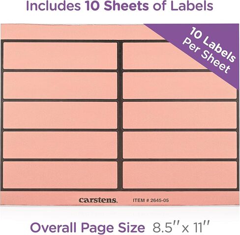 Carstens Adhesive Binder Labels, 5 3/8" x 1 3/8", Stickers for 1.5" – 4" Ring Binder Spines, Inkjet and Laser Printer Compatible, White, 20 Sheets, 10 Labels Per Sheet in Saudi Arabia