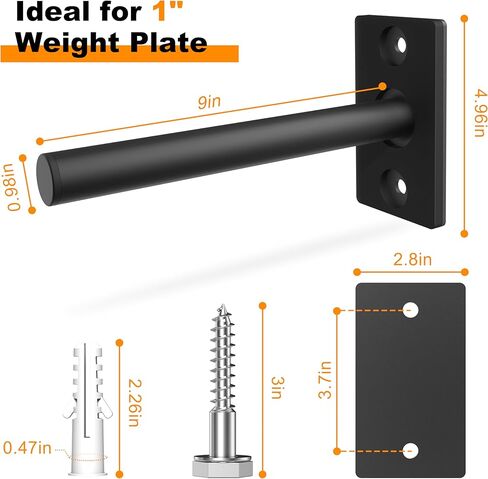 Weight Plate Holder, Wall Mounted Weight Rack Storage for 2" Olympic Weight Plate, 4 Pack Home Gym Organizer (Upgraded Larger Screws) in Kuwait