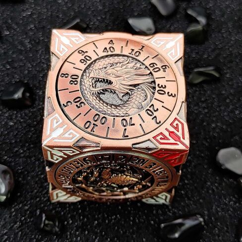 DND Spinner Dice-7-in-1 Metal Dice مع تصميم Dragon ثلاثي الأبعاد | تصميم الدوار الفريد للأبراج المحصنة والتنين | Fantasy RPG Polyhedral Dice تم تعيينه لـ D&D Players & DM (الفضة الملطخة بالدم) in Kuwait