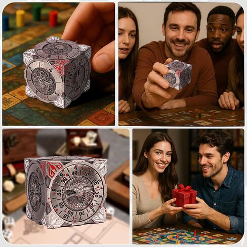 DND Spinner Dice-7-in-1 Metal Dice مع تصميم Dragon ثلاثي الأبعاد | تصميم الدوار الفريد للأبراج المحصنة والتنين | Fantasy RPG Polyhedral Dice تم تعيينه لـ D&D Players & DM (الفضة الملطخة بالدم) in Kuwait