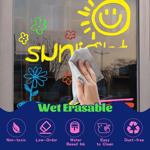 8 PCS علامات الطباشير السائلة - ألوان متنوعة 7 مم ، علامات قابلة للغسل للسيارات والزجاج والطباشير والملصقات والأعمال in Kuwait