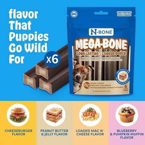 N-Bone Mega-Bone Long-Ulsting Cogs ، نكهة الكعك من Blueberry Pumpkin ، 6count ، 16.8 أوقية in Saudi Arabia