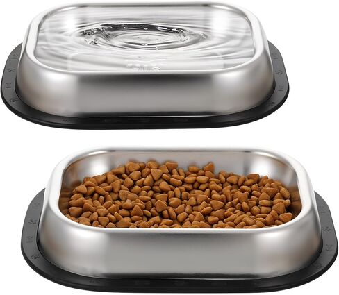 2 Pcs Stainless Steel Metal Food Dishes, Stainless Steel Dog Cat Bowls with Non-Skip Base, Shallow Dogs Food Bowls, Feeder Dogs Bowl Water Bowl, for Small/Med Sized Cat Dog in Saudi Arabia