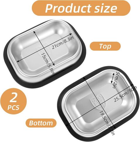 2 Pcs Stainless Steel Metal Food Dishes, Stainless Steel Dog Cat Bowls with Non-Skip Base, Shallow Dogs Food Bowls, Feeder Dogs Bowl Water Bowl, for Small/Med Sized Cat Dog in Saudi Arabia