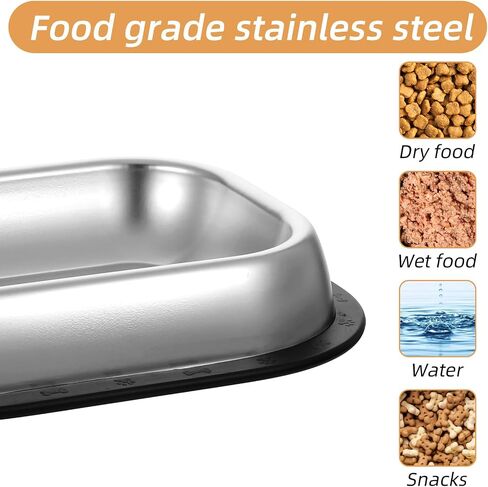 2 Pcs Stainless Steel Metal Food Dishes, Stainless Steel Dog Cat Bowls with Non-Skip Base, Shallow Dogs Food Bowls, Feeder Dogs Bowl Water Bowl, for Small/Med Sized Cat Dog in Saudi Arabia