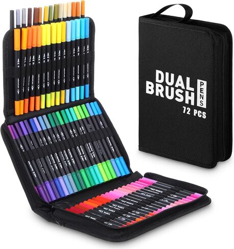 72 Colors Dual Tip Art Markers Pens, Acrylic Paint Pens, Brush and Fine Tip Coloring Marker for Rock Painting, Wood, Canvas, Stone, Glass, Ceramic, DIY Crafts Making Art Supplies in Saudi Arabia