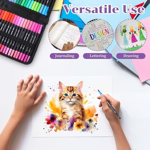 72 Colors Dual Tip Art Markers Pens, Acrylic Paint Pens, Brush and Fine Tip Coloring Marker for Rock Painting, Wood, Canvas, Stone, Glass, Ceramic, DIY Crafts Making Art Supplies in Saudi Arabia