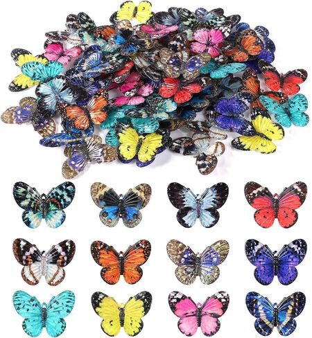 60pcs الفراشات الصغيرة للحرف اليدوية ، 12 أنماط فراشات صغيرة راتنجات صغيرة من الحيوانات المزيفة التماثيل ديكورات جدار مصغرة ل DIY Fairy Garden Micro Micro Screscape Decorities in Saudi Arabia
