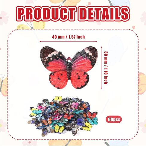 60pcs الفراشات الصغيرة للحرف اليدوية ، 12 أنماط فراشات صغيرة راتنجات صغيرة من الحيوانات المزيفة التماثيل ديكورات جدار مصغرة ل DIY Fairy Garden Micro Micro Screscape Decorities in Saudi Arabia