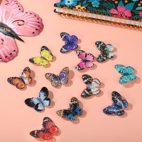 60pcs الفراشات الصغيرة للحرف اليدوية ، 12 أنماط فراشات صغيرة راتنجات صغيرة من الحيوانات المزيفة التماثيل ديكورات جدار مصغرة ل DIY Fairy Garden Micro Micro Screscape Decorities in Saudi Arabia
