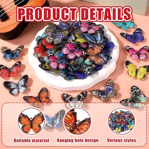 60pcs الفراشات الصغيرة للحرف اليدوية ، 12 أنماط فراشات صغيرة راتنجات صغيرة من الحيوانات المزيفة التماثيل ديكورات جدار مصغرة ل DIY Fairy Garden Micro Micro Screscape Decorities in Saudi Arabia