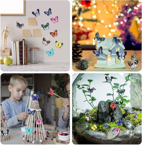 60pcs الفراشات الصغيرة للحرف اليدوية ، 12 أنماط فراشات صغيرة راتنجات صغيرة من الحيوانات المزيفة التماثيل ديكورات جدار مصغرة ل DIY Fairy Garden Micro Micro Screscape Decorities in Saudi Arabia
