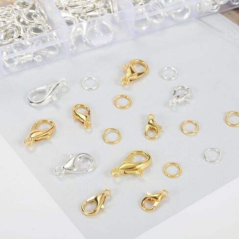 Lobster Claw Clasps and Open Jump Rings Set, Silver Lobster Clasps for Jewelry Making, Keychains and Bracelet (Silver) in Saudi Arabia