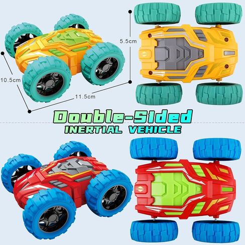 Toddlers Car Toys for 1-3, Toys Cars for Ages 2-4, Double-Sided Monster Truck Toys, Stunt Push and Go Friction Cars, 3 Year Old Boy Toys, Toy Cars for 2 3 4 5 6 Year Old Boy Christmas Birthday Gift in Saudi Arabia