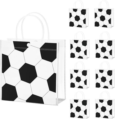 HGWNQX Soccer Party Favor Gift Bags, 20 Pcs Soccer PVC Clear Treat Goodie Snack bags with Handles, Soccer Candy Bags for Sport Team Party Decoration Supplies in Saudi Arabia