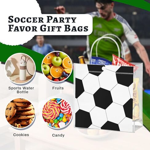 HGWNQX Soccer Party Favor Gift Bags, 20 Pcs Soccer PVC Clear Treat Goodie Snack bags with Handles, Soccer Candy Bags for Sport Team Party Decoration Supplies in Saudi Arabia