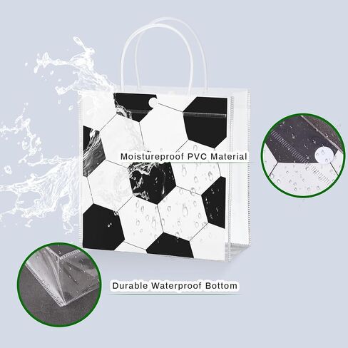 HGWNQX Soccer Party Favor Gift Bags, 20 Pcs Soccer PVC Clear Treat Goodie Snack bags with Handles, Soccer Candy Bags for Sport Team Party Decoration Supplies in Saudi Arabia