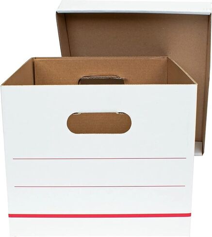 Office Depot® Brand Standard-Duty Corrugated Storage Boxes, Letter/Legal Size, 15" x 12" x 10", 60% Recycled, White/Red, Pack Of 15 in Saudi Arabia