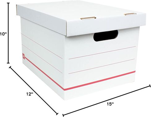 Office Depot® Brand Standard-Duty Corrugated Storage Boxes, Letter/Legal Size, 15" x 12" x 10", 60% Recycled, White/Red, Pack Of 15 in Saudi Arabia