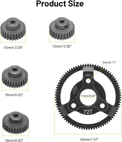 daitoku 48P 72T Hardened Steel Spur Gear Transmission Gears with 27T 28T 29T 30T Pinion Gear for Traxxas 2WD Slash Stampede Rustler 2WD Bandit VXL XL-5 F-150 SVT 1/10 RC Car in Saudi Arabia