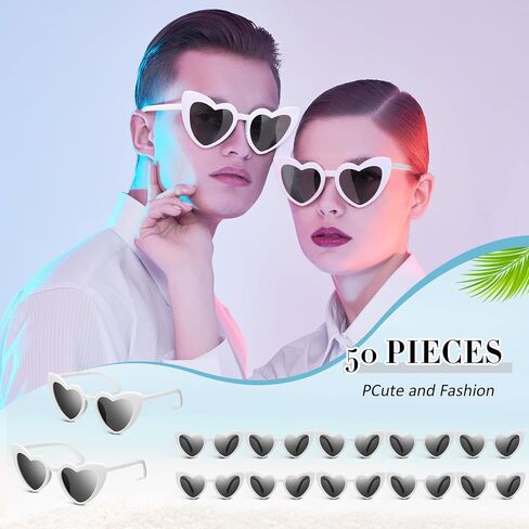 50 Pairs Heart Shaped Sunglasses Vintage Heart Sunglasses Bride Sunglasses Women's Sunglasses Retro Glasses for Wedding in Saudi Arabia